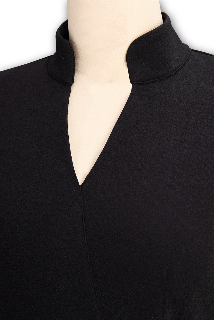 Pencil Midi Dress Women Belted Mock Wrap Pockets
