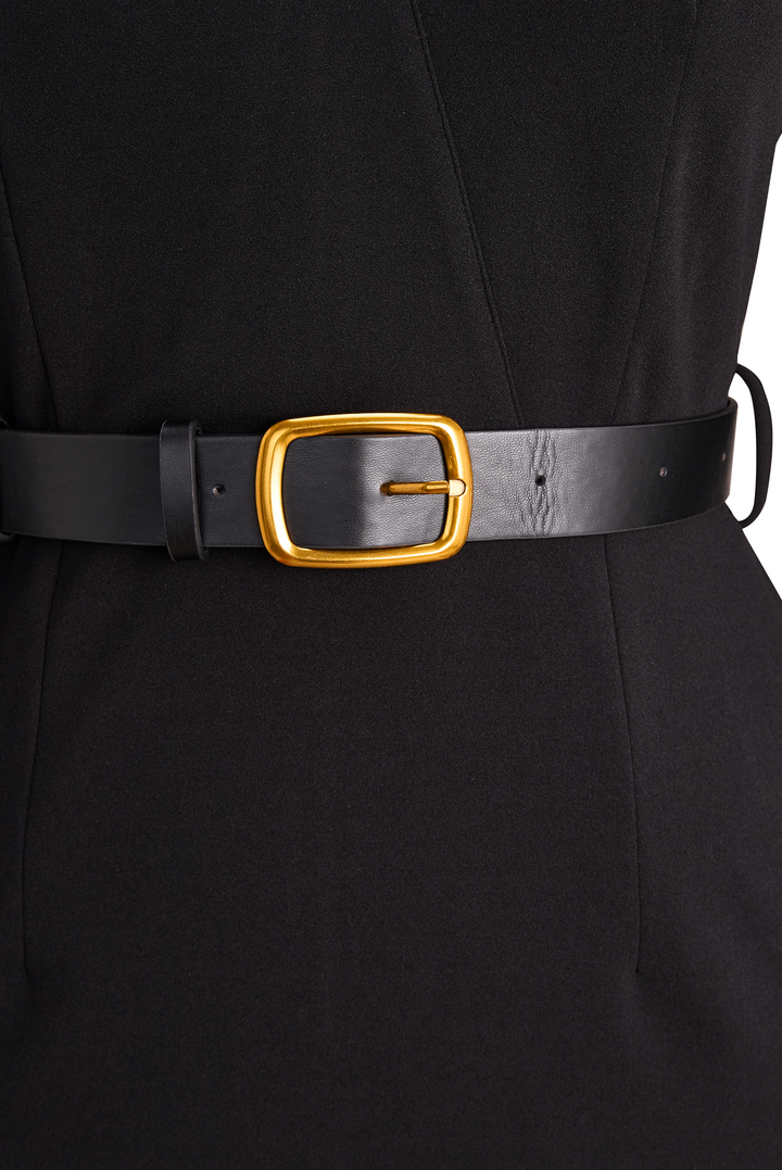 Pencil Midi Dress Women Belted Mock Wrap Pockets