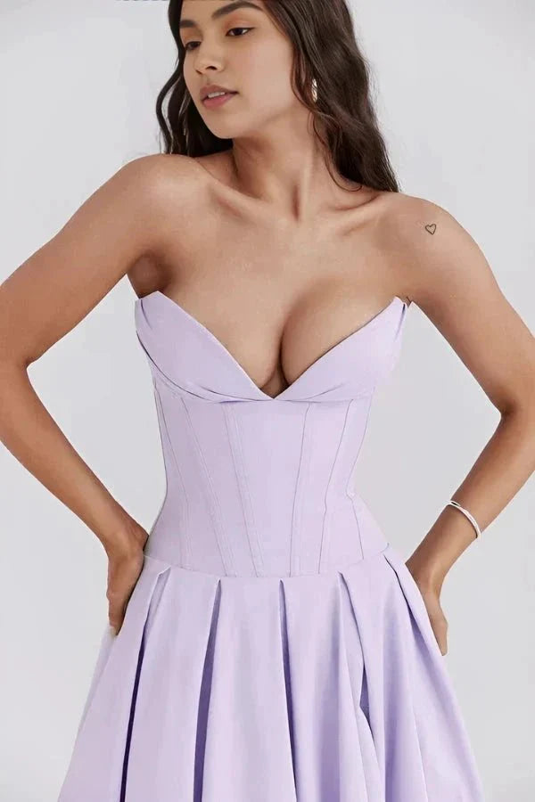 Ballgown Mini Dress Women Boned Bodice Voluminous Skirt