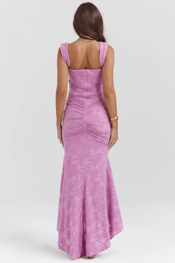 Rose Print Georgette Maxi Dress Cupped Lined