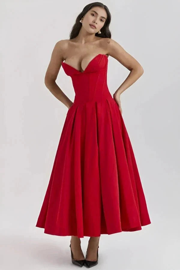 Ballgown Mini Dress Women Boned Bodice Voluminous Skirt