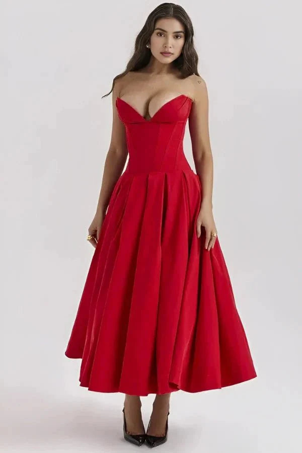Ballgown Mini Dress Women Boned Bodice Voluminous Skirt