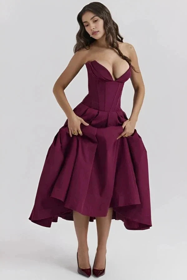 Ballgown Mini Dress Women Boned Bodice Voluminous Skirt