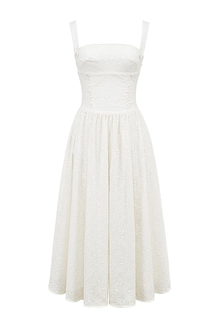 Pleated Maxi Dress Women White Georgette