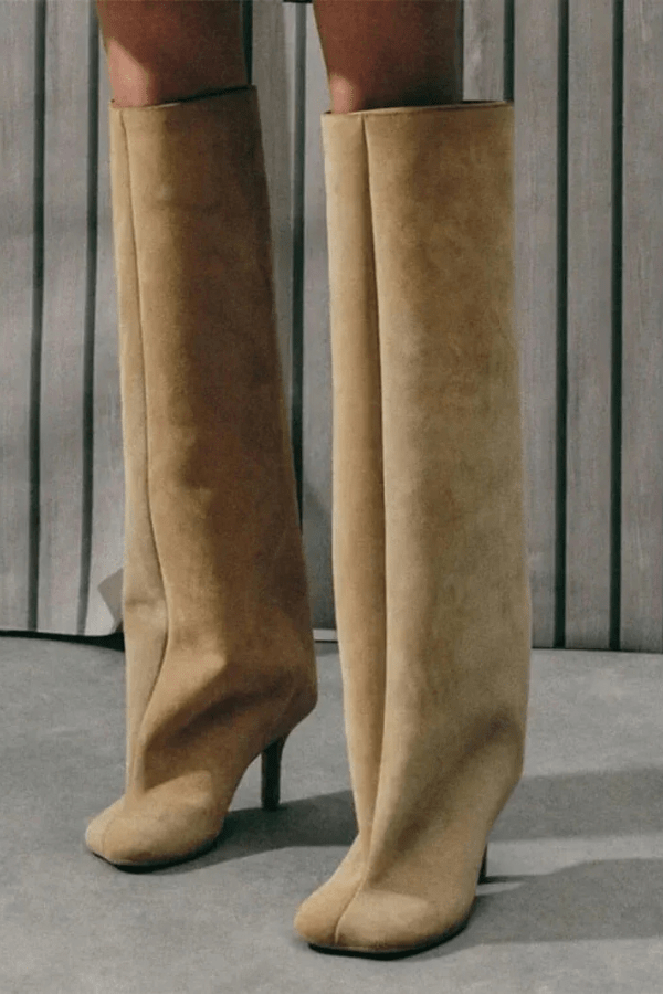 Suede Knee High Boots Women Western Chic