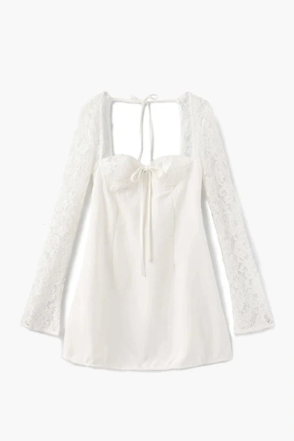Lace Bodycon Mini Dress Flared Sleeve Women