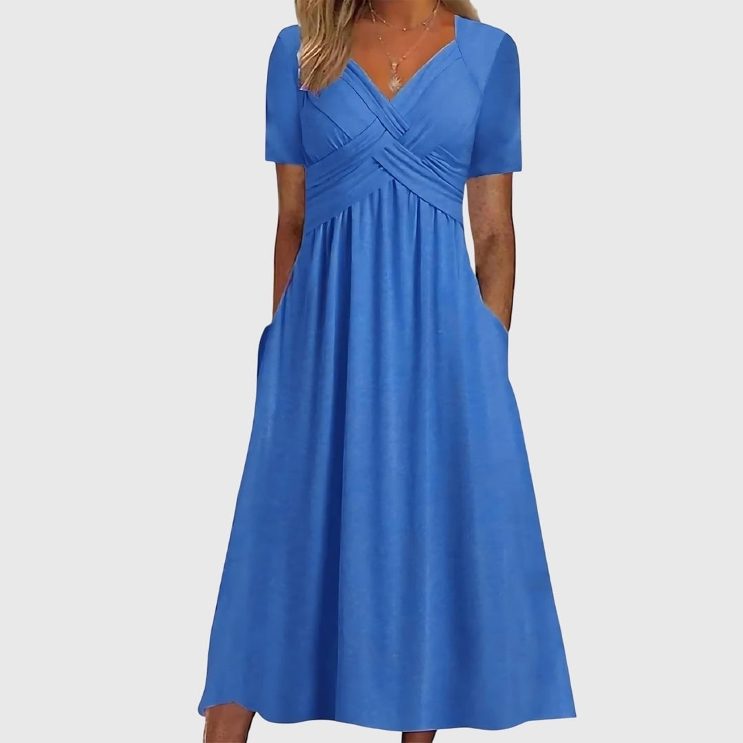 Midi Dress Women A-Line Tummy Control Flattering
