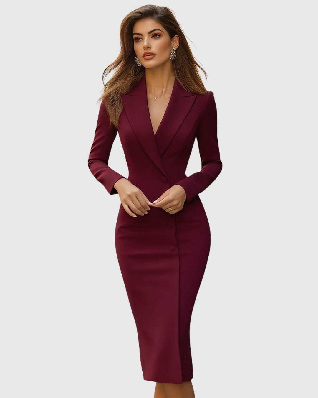 Tailored Blazer Midi Dress Women Elegant