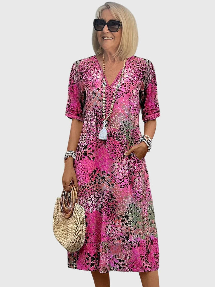 Floral Midi Dress Women Lightweight Breathable Elegan