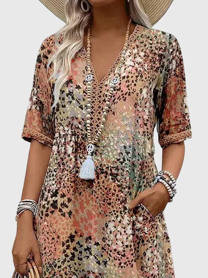 Floral Midi Dress Women Lightweight Breathable Elegan