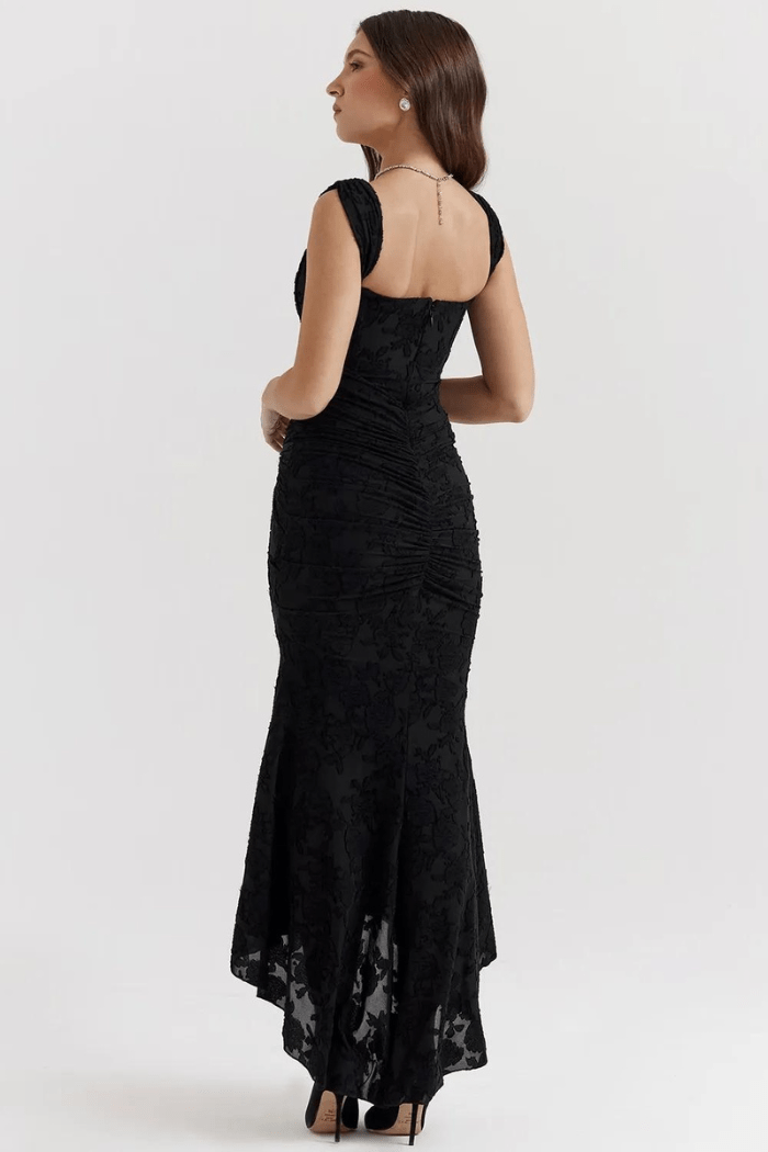 Rose Print Georgette Maxi Dress Cupped Lined