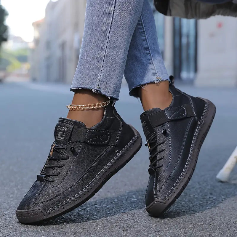 Womens Slip On Leather Sneakers with Arch Support