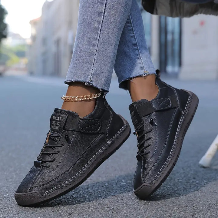 Womens Slip On Leather Sneakers with Arch Support