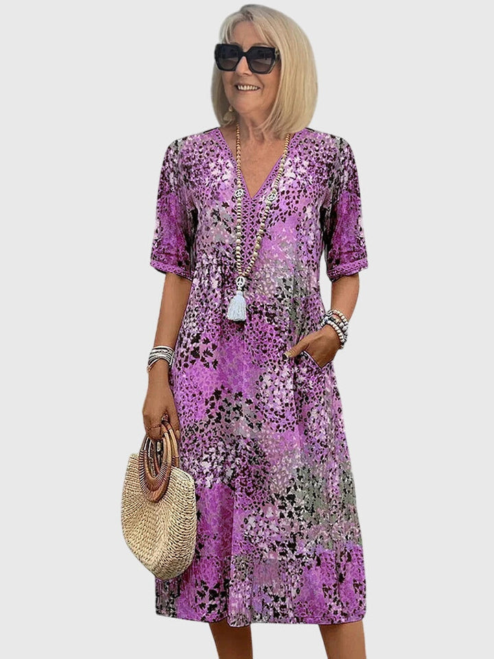 Floral Midi Dress Women Lightweight Breathable Elegan