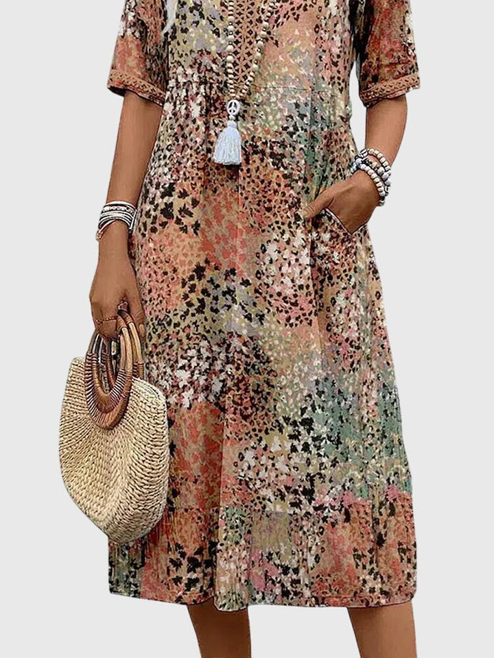 Floral Midi Dress Women Lightweight Breathable Elegan