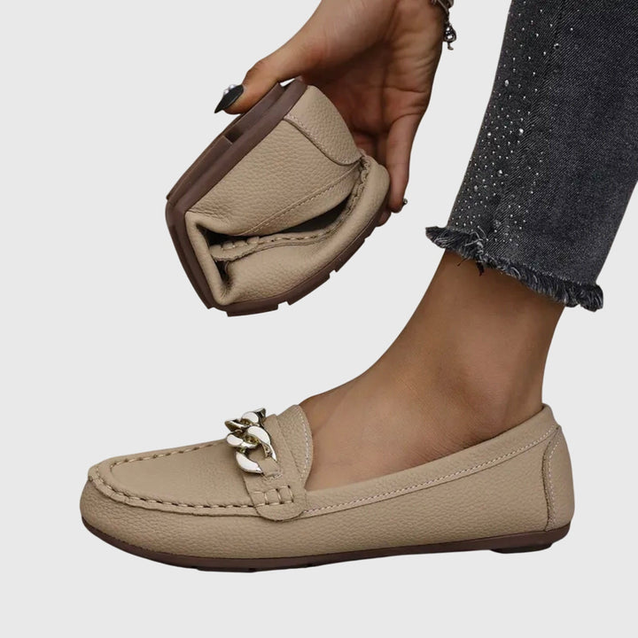 Gold Chain Loafers Women Cushioned Anti-Slip Elegant