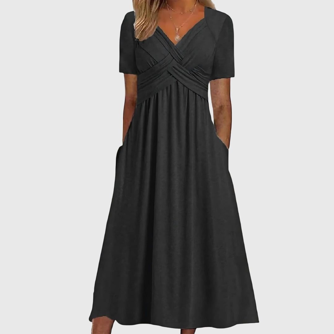 Midi Dress Women A-Line Tummy Control Flattering