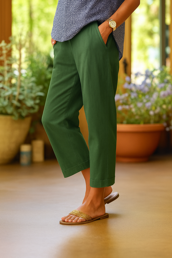 Linen Trousers Women Straight Leg Wide Summer Casual Pockets