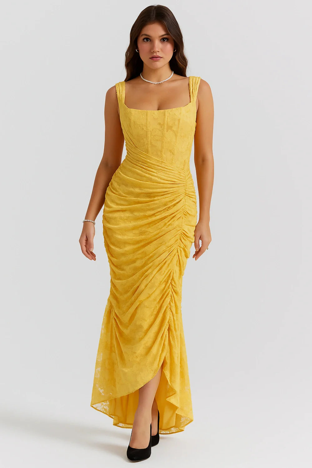 Rose Print Georgette Maxi Dress Cupped Lined