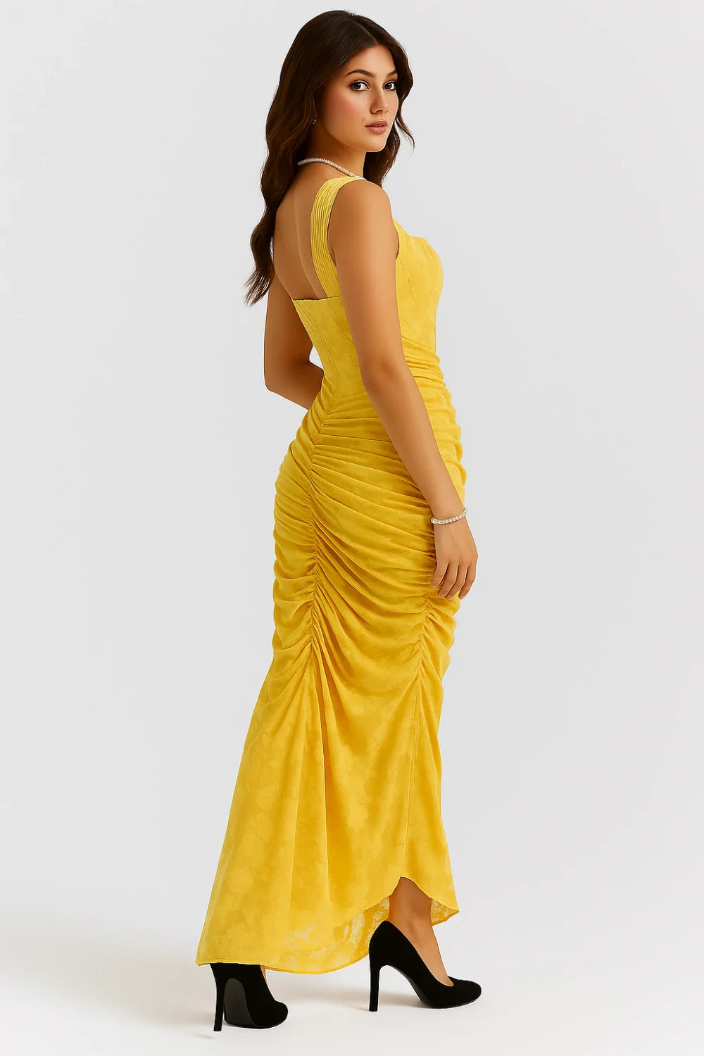Rose Print Georgette Maxi Dress Cupped Lined