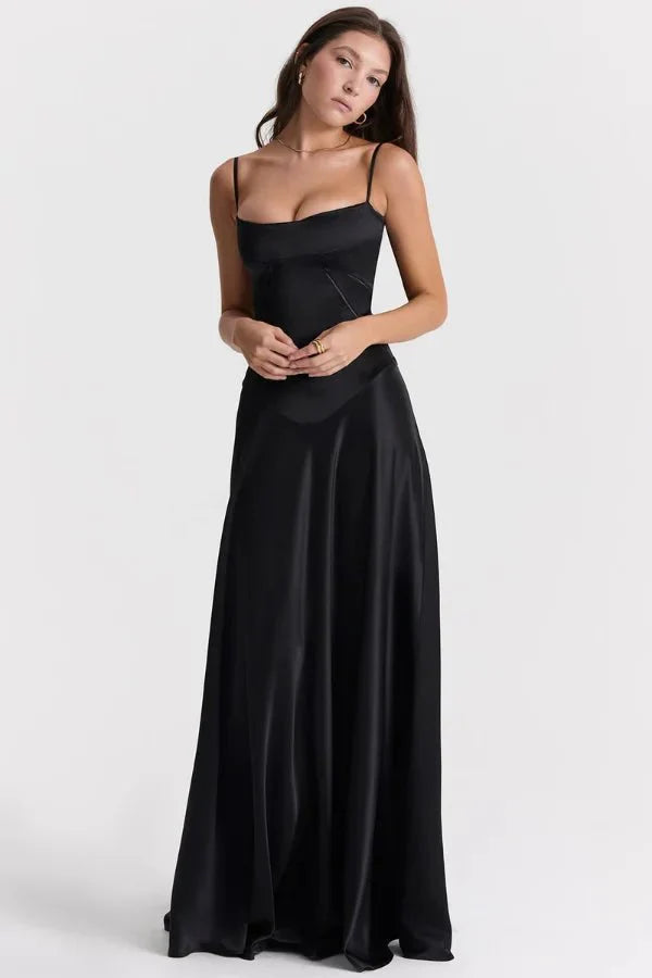 The Silky Satin Corset Maxi Dress