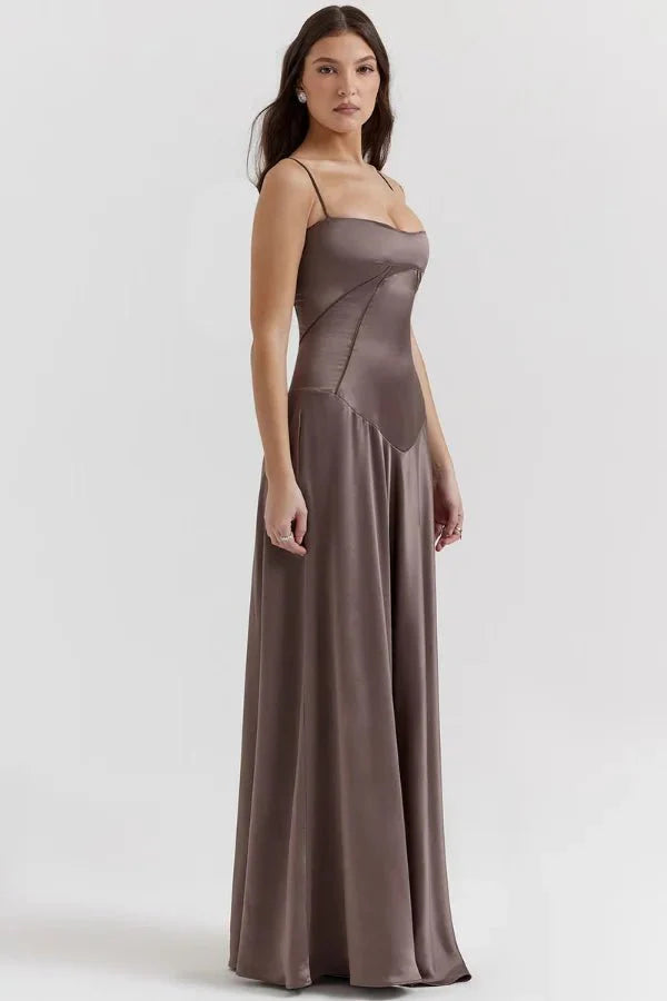 The Silky Satin Corset Maxi Dress