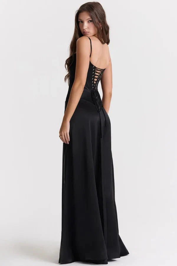 The Silky Satin Corset Maxi Dress