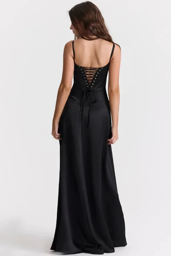 The Silky Satin Corset Maxi Dress