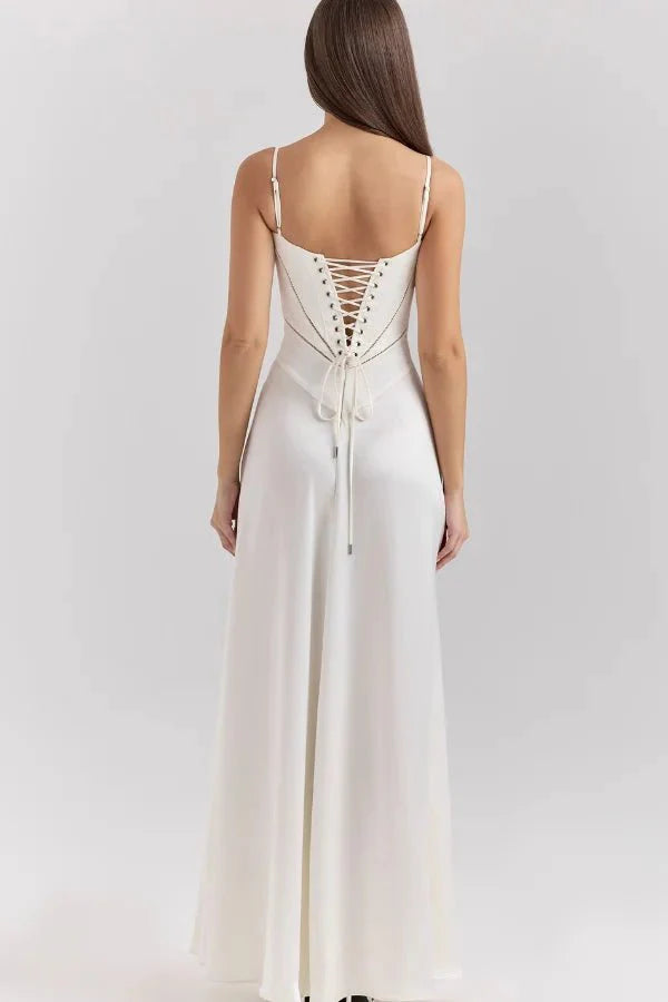 The Silky Satin Corset Maxi Dress