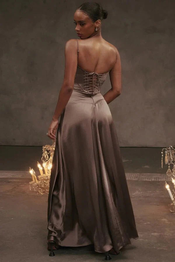 The Silky Satin Corset Maxi Dress