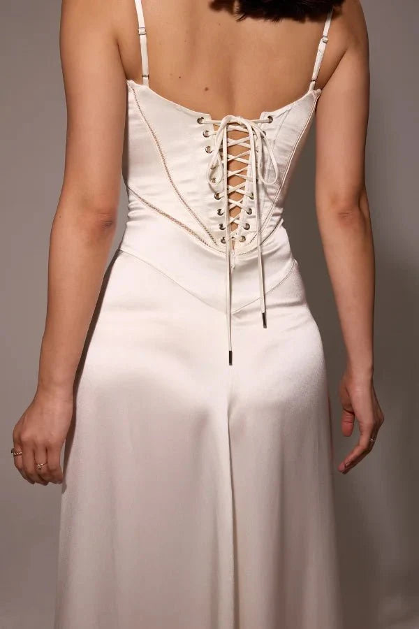 The Silky Satin Corset Maxi Dress