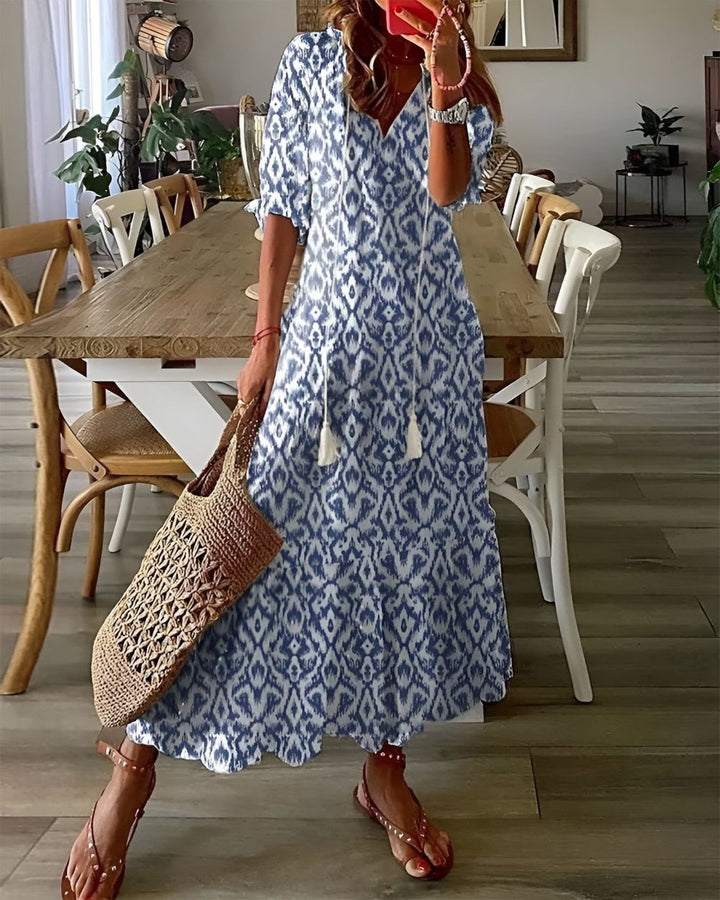Boho Maxi Dress Women Flowy Tassel Beach Cover Up Summer Casual