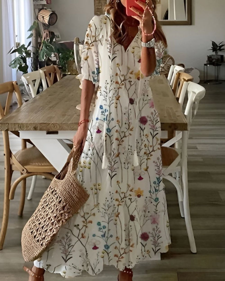 Boho Maxi Dress Women Flowy Tassel Beach Cover Up Summer Casual