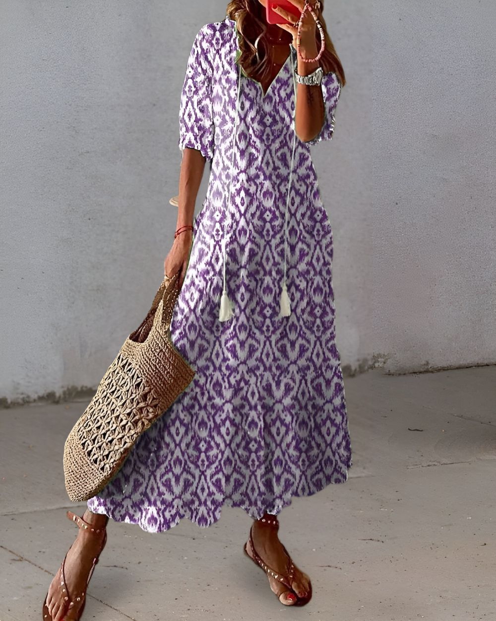 Boho Maxi Dress Women Flowy Tassel Beach Cover Up Summer Casual