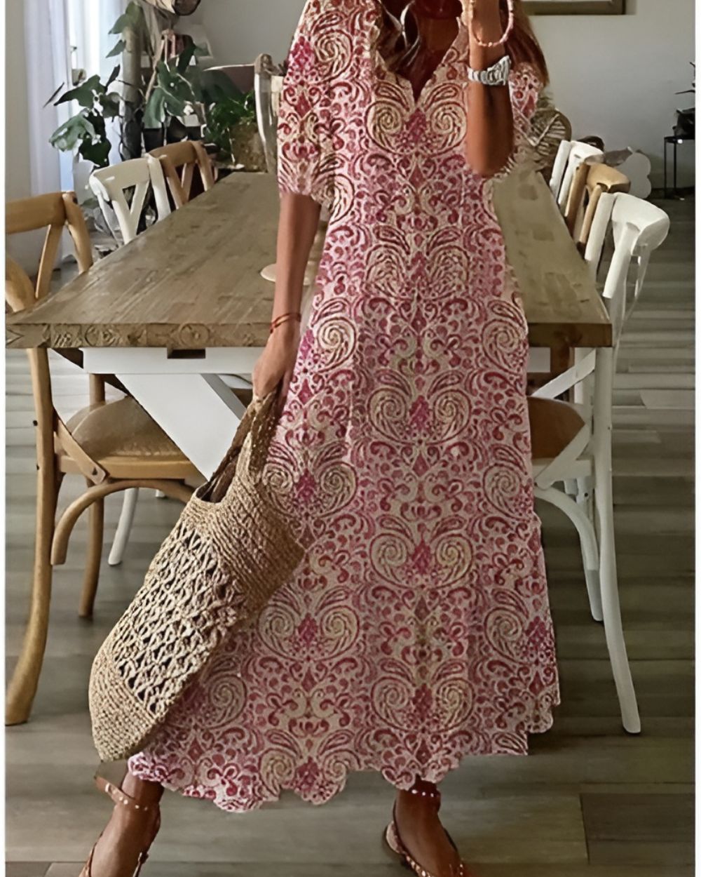 Boho Maxi Dress Women Flowy Tassel Beach Cover Up Summer Casual