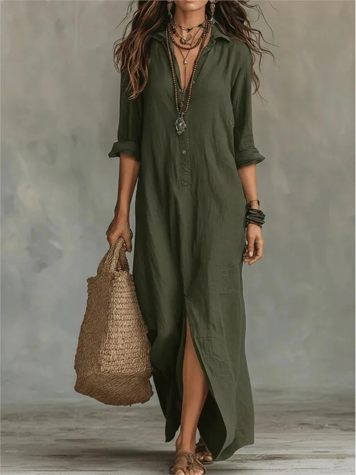 Linen Long Shirt Dress Loose Fit Women