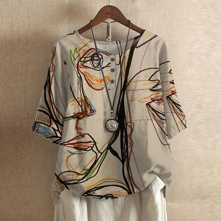 Vintage Floral Blouse Women Relaxed Fit Breathable Casual Elegant