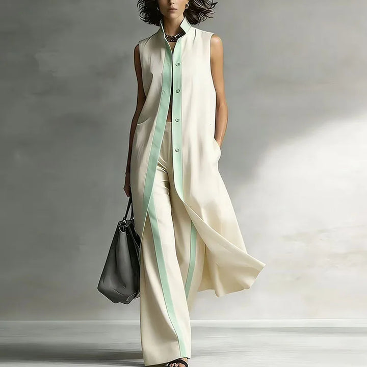 Linen Matching Set Wide Leg Pants and Top Women