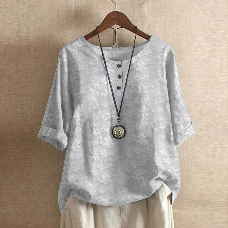 Vintage Floral Blouse Women Relaxed Fit Breathable Casual Elegant