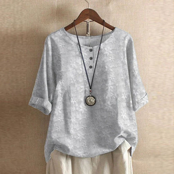 Vintage Floral Blouse Women Relaxed Fit Breathable Casual Elegant