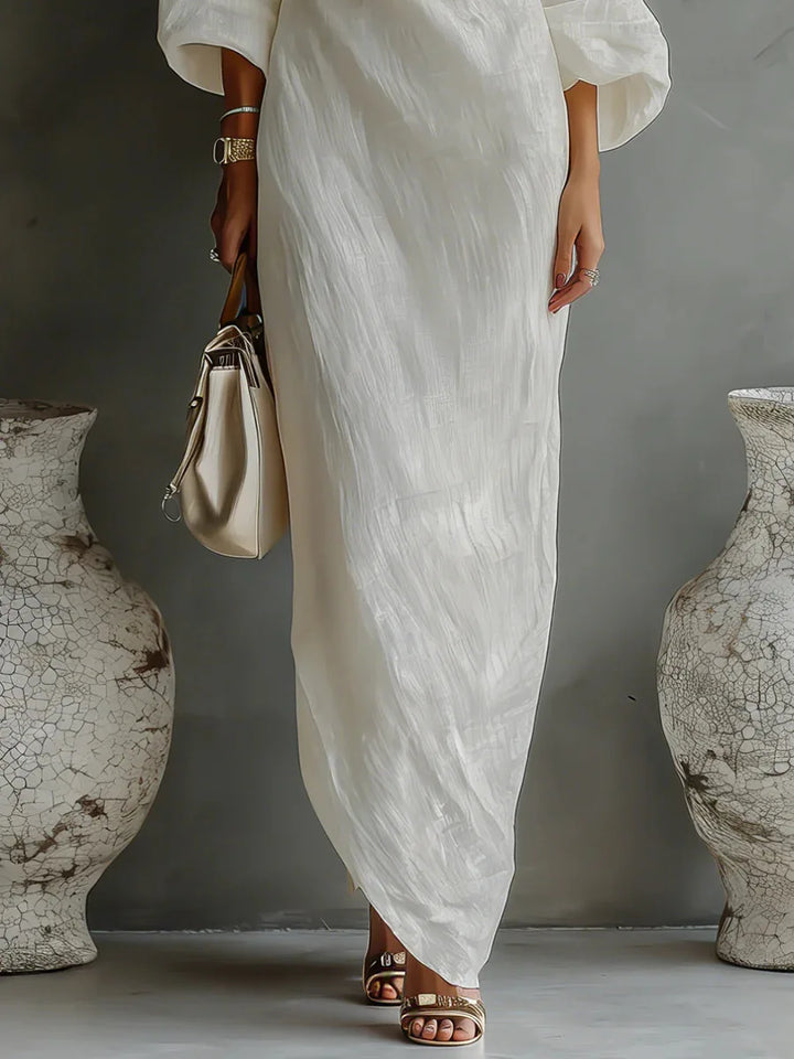 Linen One Shoulder Dress Asymmetrical Boho Women