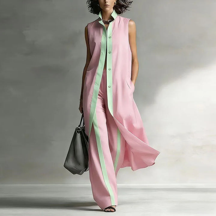 Linen Matching Set Wide Leg Pants and Top Women