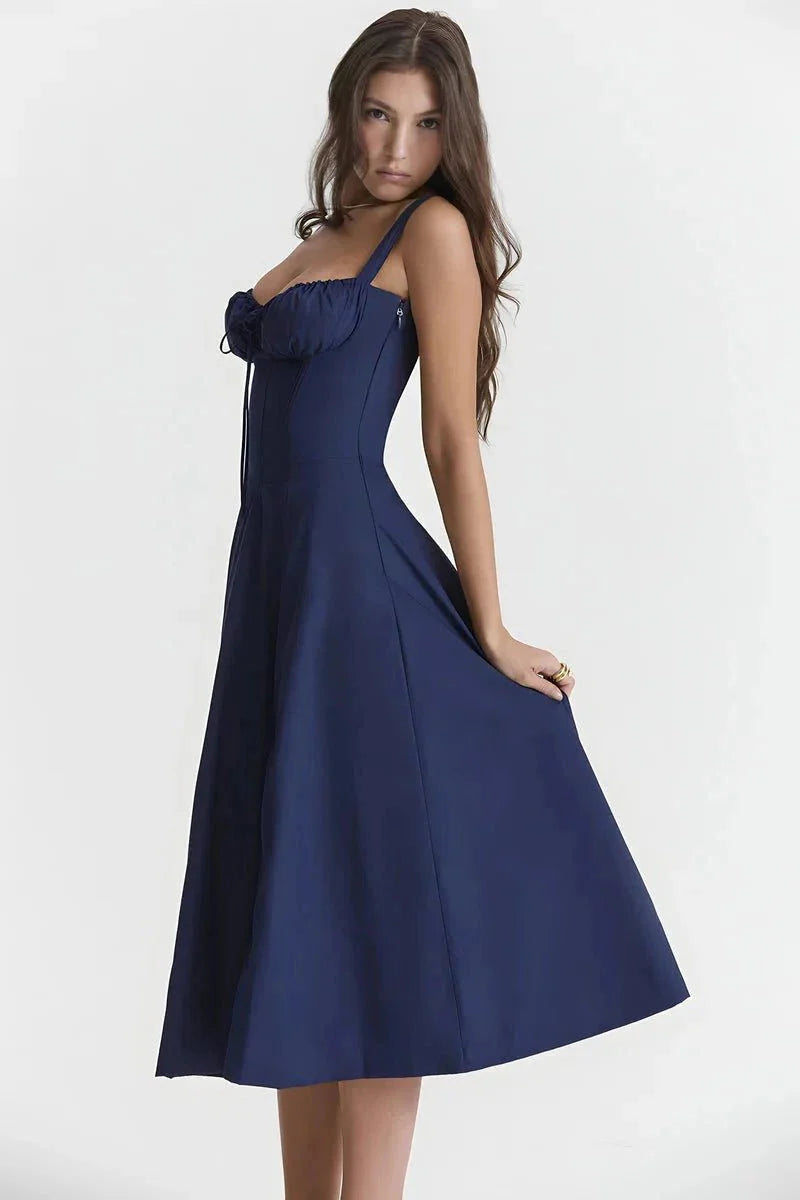 Floral Bustier Maxi Dress Women Corset Ruched Slit