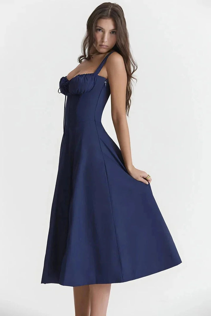 Floral Bustier Maxi Dress Women Corset Ruched Slit