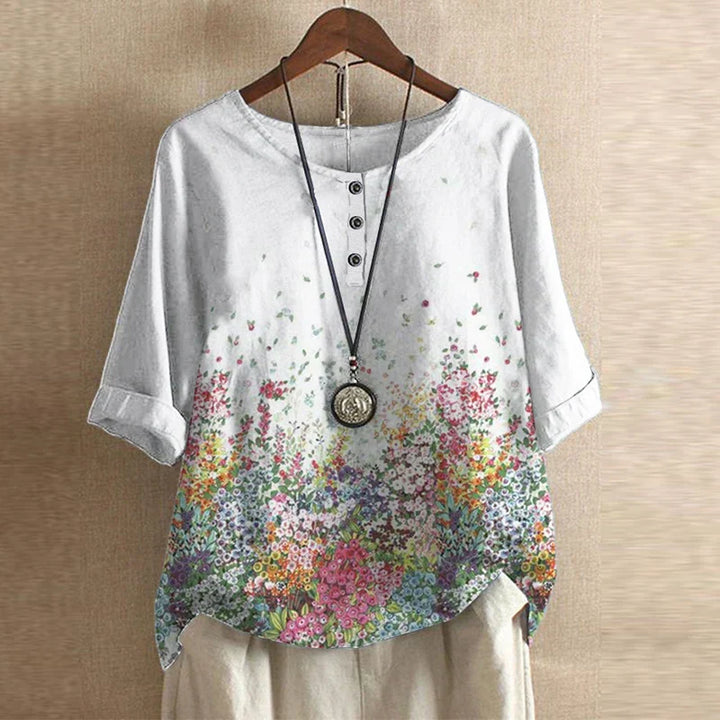 Vintage Floral Blouse Women Relaxed Fit Breathable Casual Elegant