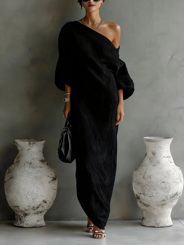 Linen One Shoulder Dress Asymmetrical Boho Women