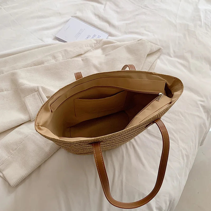 Woven Straw Oversized Shoulder Tote Bag Women