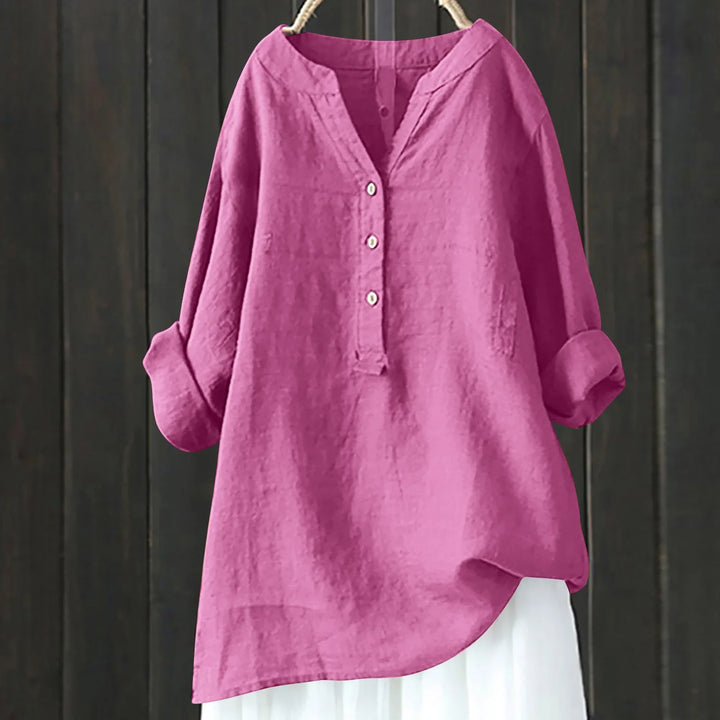 Womens Linen Cotton Summer Shirt Loose Fit