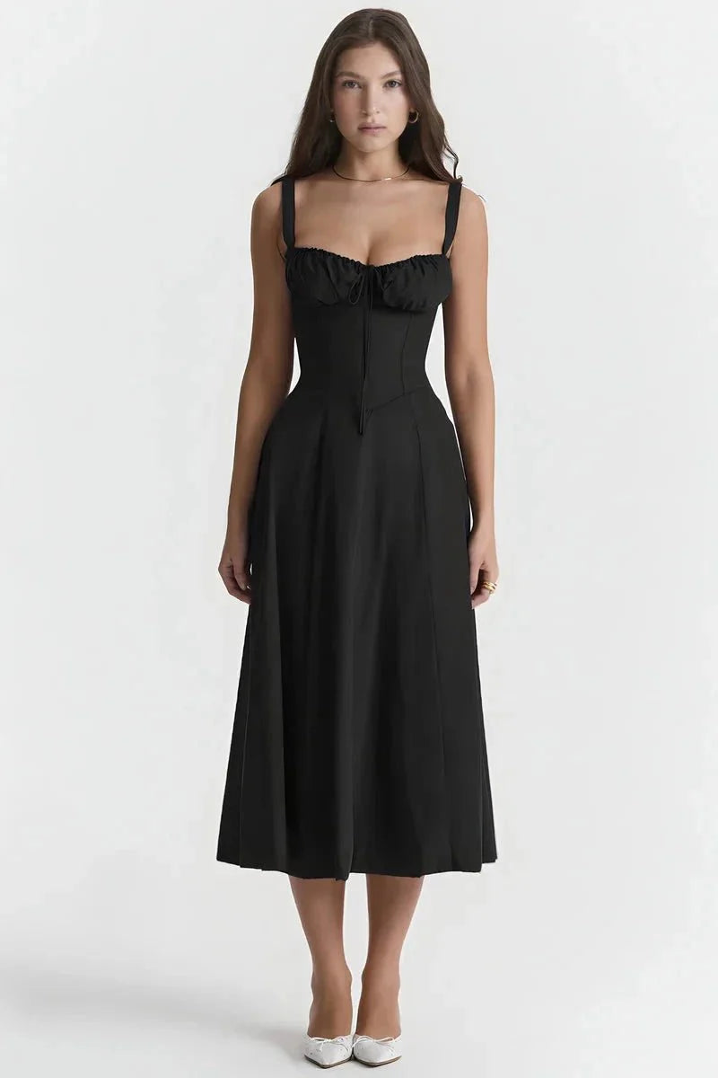 Floral Bustier Maxi Dress Women Corset Ruched Slit