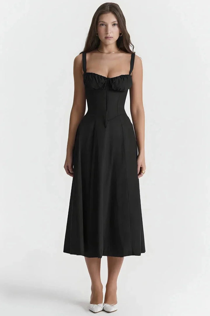 Floral Bustier Maxi Dress Women Corset Ruched Slit